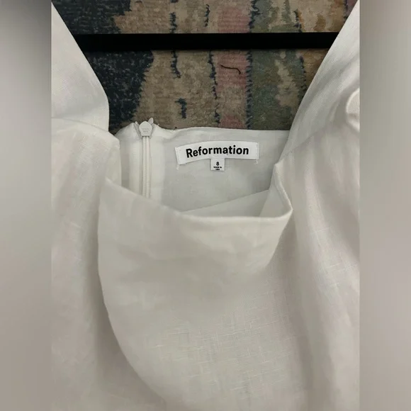 Reformation Kerrigan Linen Dress - White - Size 8 - Picture 6 of 11